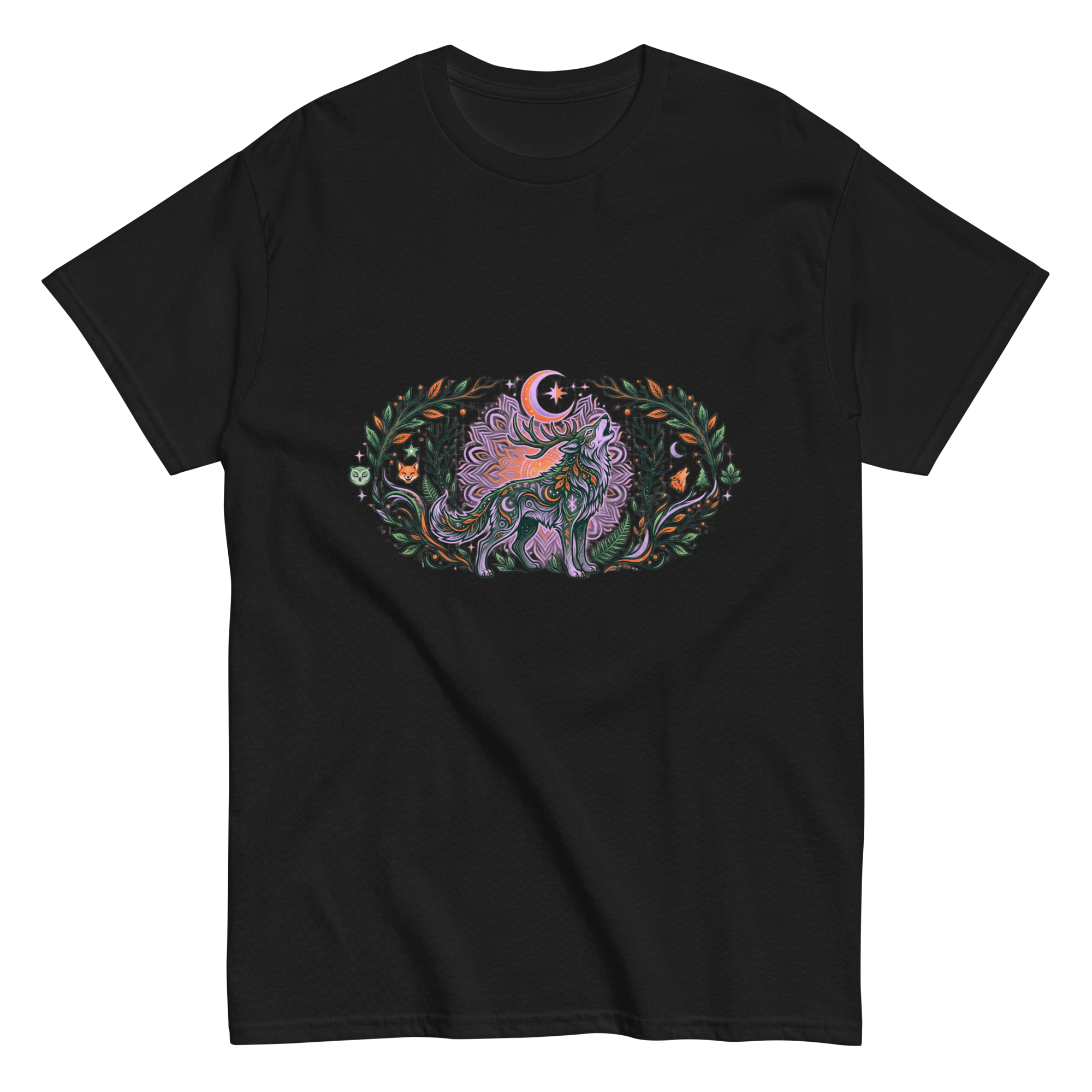 unisex-classic-tee-black-front-6a435348187e9.png Celestial Howl - Image 1